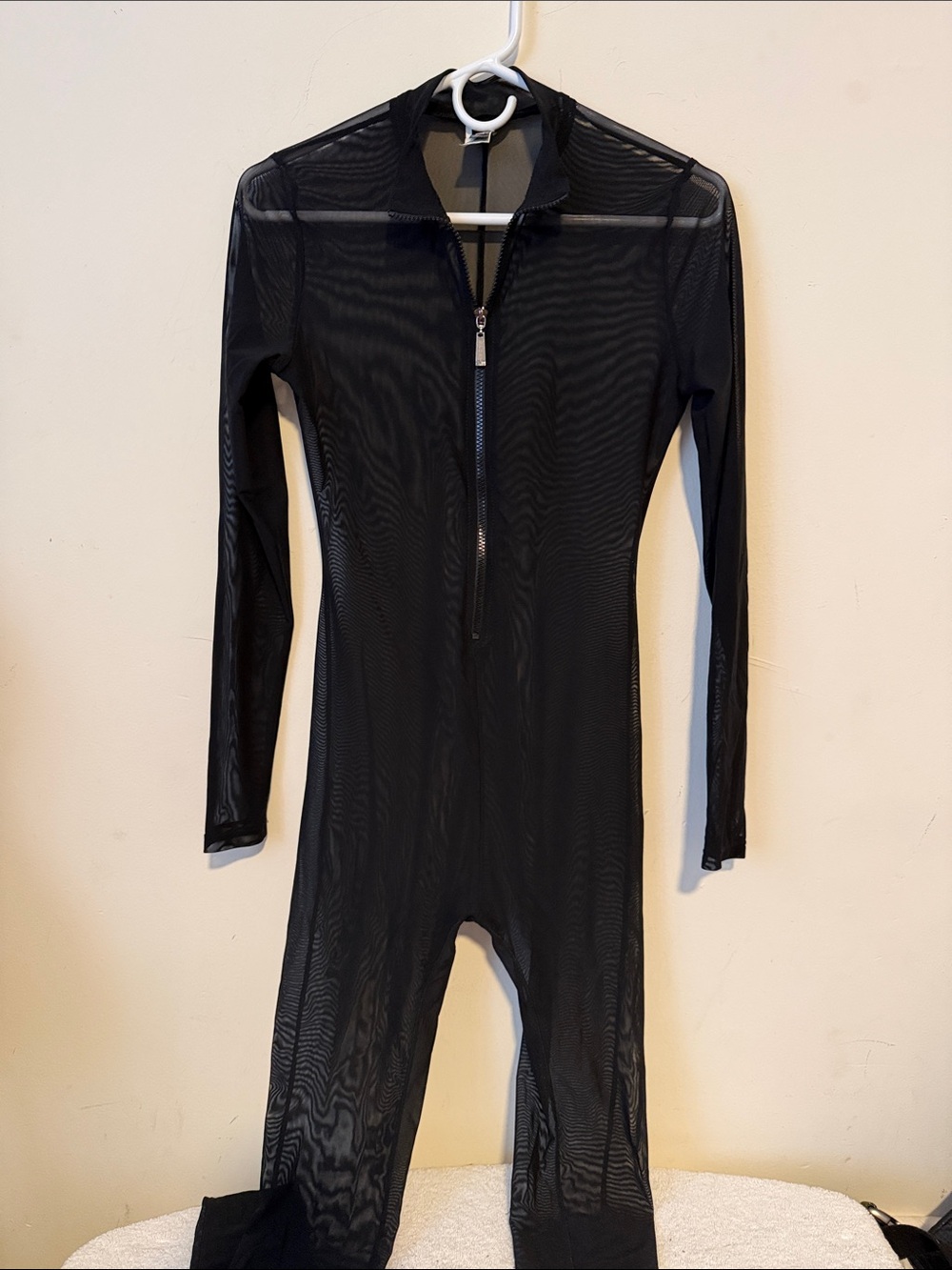 Sheer Black Long-Sleeve One-Piece Jumpsuit